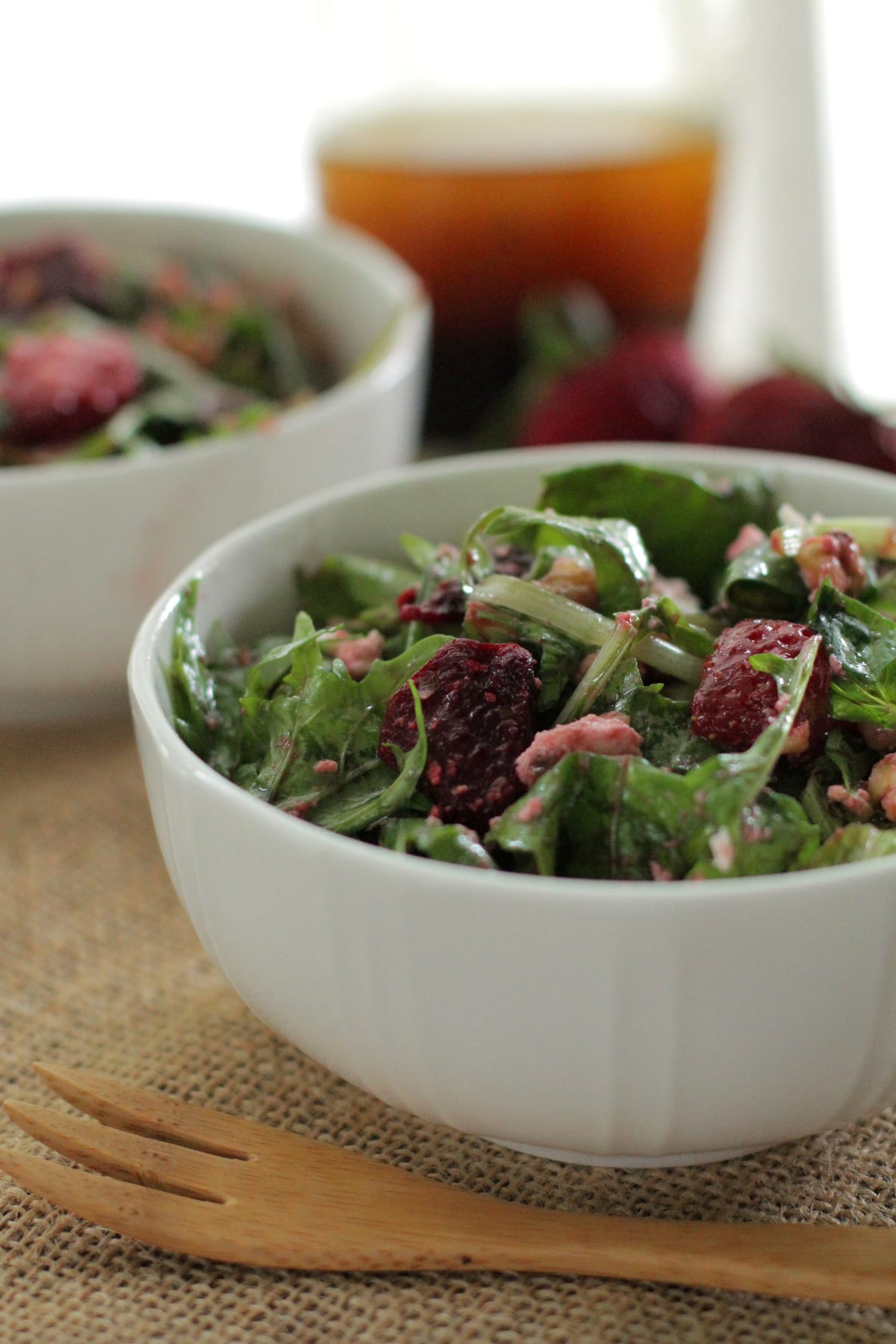 Beet Strawberry Salad with Balsamic Mustard Dressing