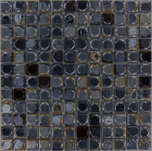 Aura Black 1" x 1" Glossy & Iridescent Glass Tile Absolut Glass