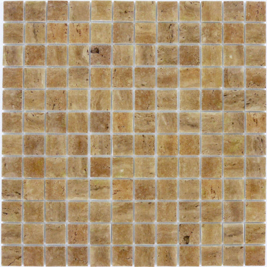 Edna Travertine Noce 1" x 1" Matte Glass Tile Absolut Glass