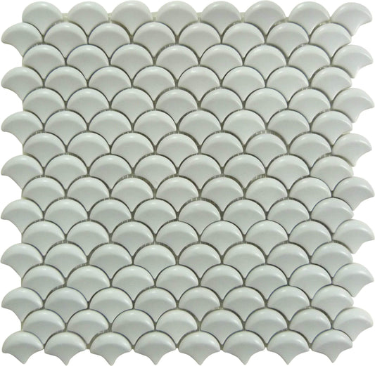 Soul 3D Fan Light Grey Fishscale Matte Glass Tile Absolut Glass