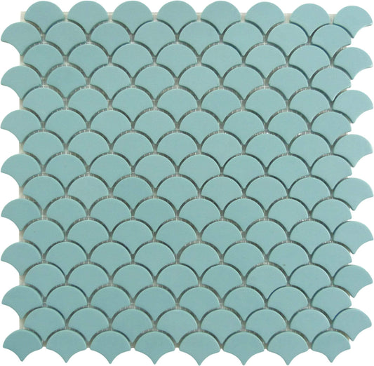 Soul Flat Fans Aqua Fishscale Matte Glass Tile Absolut Glass