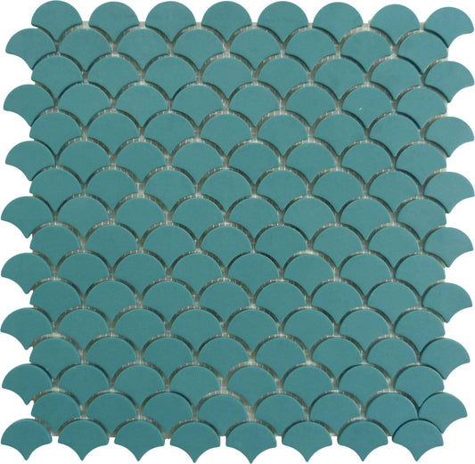 Soul Flat Fans Green Fishscale Matte Glass Tile Absolut Glass