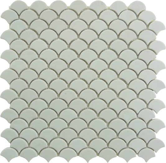 Soul Flat Fans Light Grey Fishscale Matte Glass Tile Absolut Glass