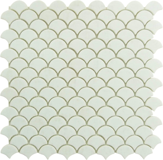 Soul Flat Fans White Fishscale Matte Glass Tile Absolut Glass