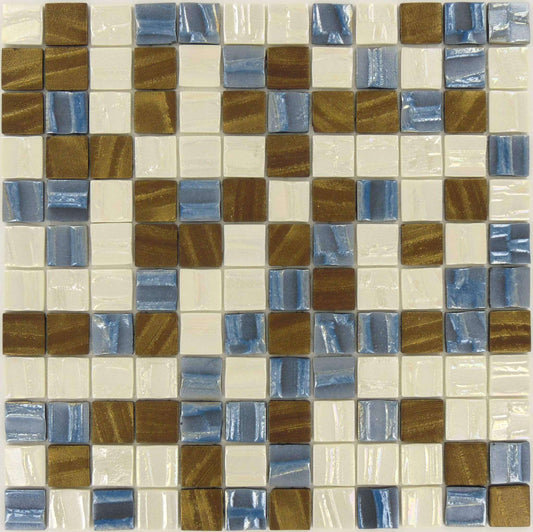 Vogue Luxury Blue Blend 1" x 1" Iridescent Glass Tile Absolut Glass