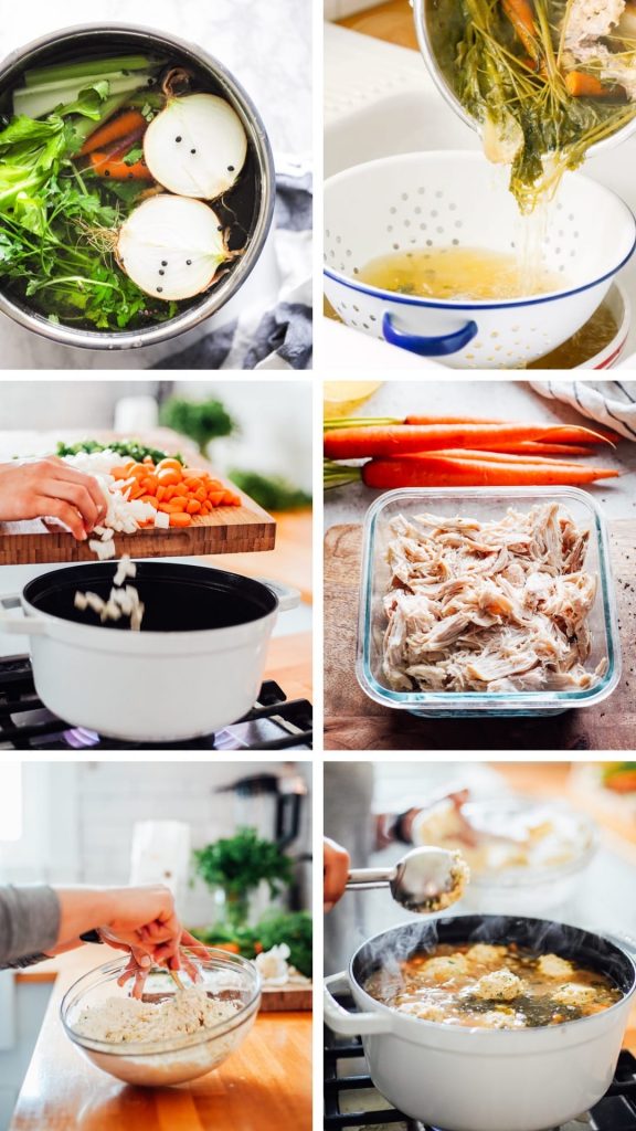 step by step how to make einkorn chicken and dumpling soup