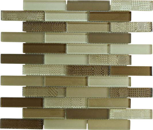 Ivy Drawbridge 1" x 4" Bronze Glossy & Frosted Glass Tile Euro Glass