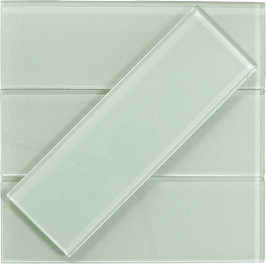 Ice Mist Green 4'' x 12'' Glossy Glass Subway Tile Euro Glass