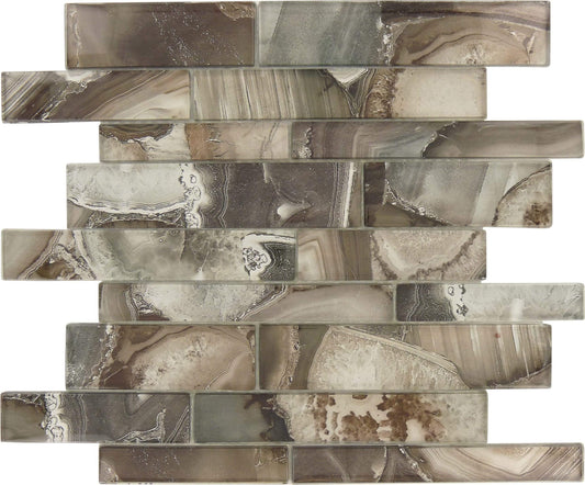 Champinion Brown Random Brick Glossy Glass Tile Euro Glass