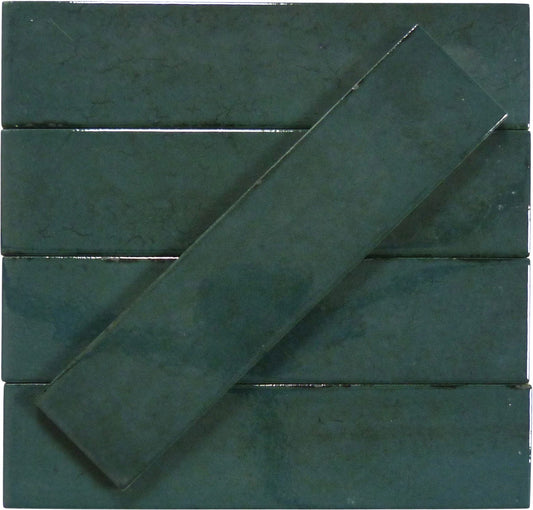 Denver Brick Green 2x10 Glossy Porcelain Tile Euro Glass