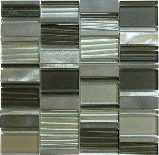 Dusky Scenery Grey Glass & Metal Tile Euro Glass