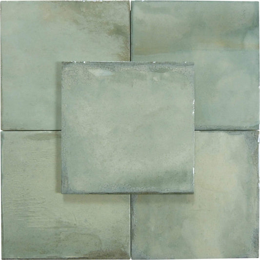 Geometric Calm Eco Green 8" x 8" Multi Finished Porcelain Tile Euro Glass