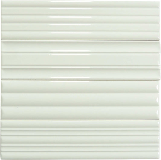 In Collection Lines White Decorative Mix 3" x 12" Glossy Ceramic Subway Tile Euro Glass