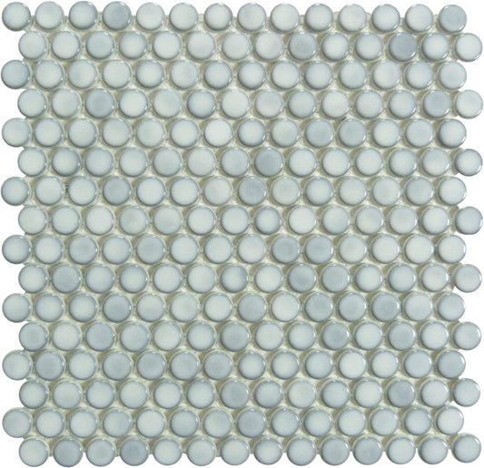 Greenwich Urbanite Grey Penny Round Recycled Glossy Glass Pool Tile Euro Glass