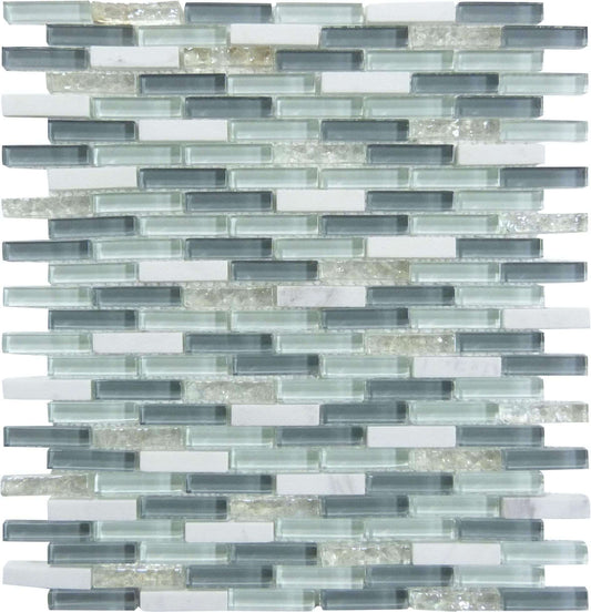 Jeweled Spa Uniform Brick Glass and Stone Tile Euro Glass