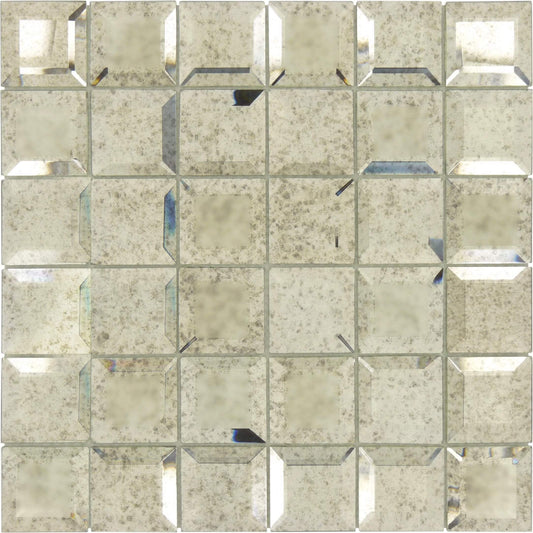 Lifting Fog Silver 2" x 2" Glossy & Frosted Glass Mirror Tile Euro Glass