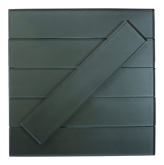 Lustrous Liquid Mercury Grey 3" x 14" Shimmer Glossy Glass Subway Tile Euro Glass