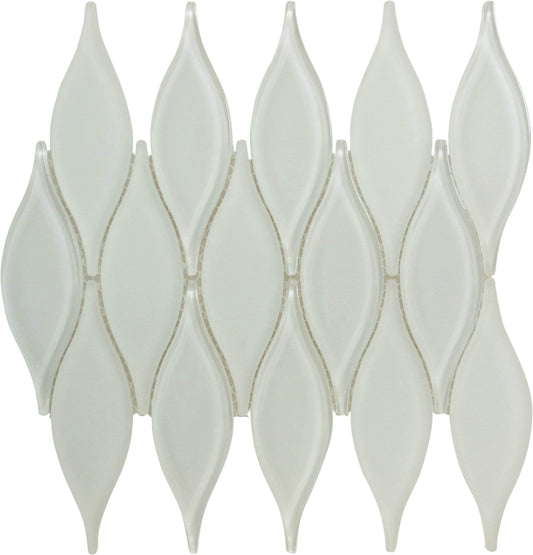 Marshmallow White Unique Shape Glossy & Frosted Glass Tile Euro Glass