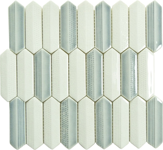 Noon Siesta Grey 1x4 Hexagon Glossy Glass Tile Euro Glass