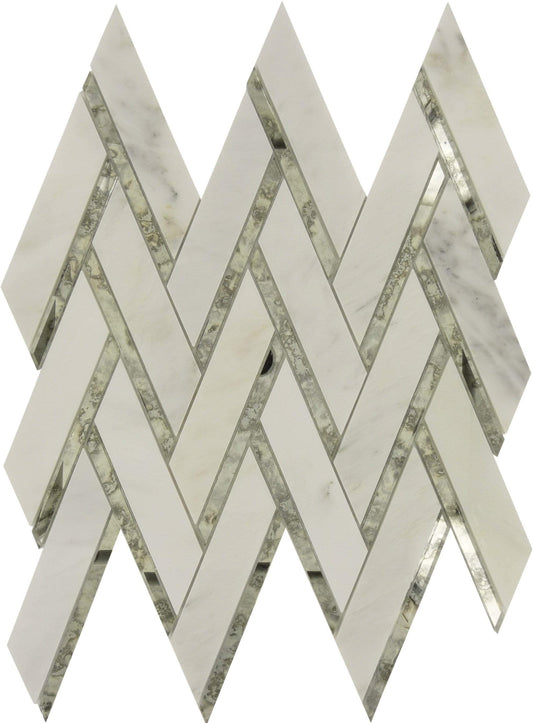 Peaks Harbor Ornate Crest Mirror & Stone Tile Euro Glass