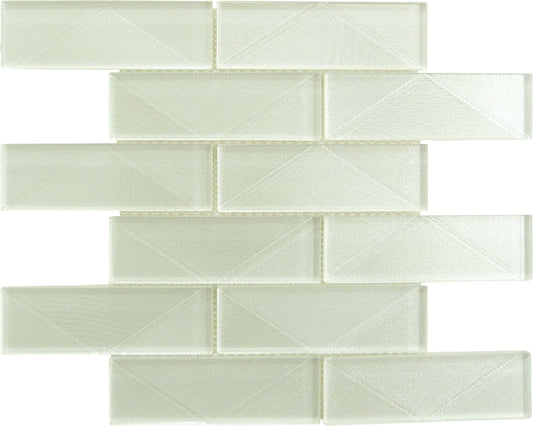 Pyradime Haven Olite White 2x6 Glossy Glass Tile Euro Glass