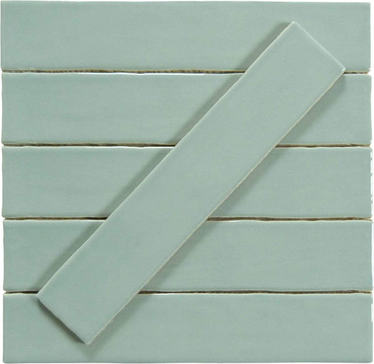 Quelline Azurous Flow Blue 2" x 10" Glossy Ceramic Tile Euro Glass