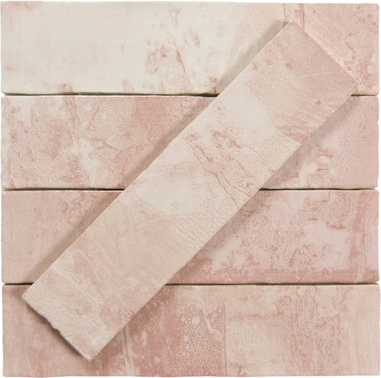 Rain Drops Pink Dew Pink 3x12 Glossy Ceramic Tile Euro Glass