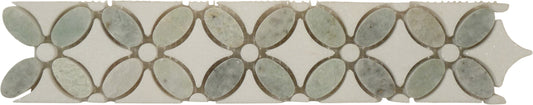 Ming Green and Thassos White Border Flower Stone Tile Euro Glass