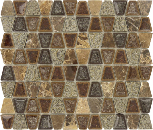 Trapezoid Native Tortoise Brown Unique Shapes Glass & Stone Tile Euro Glass