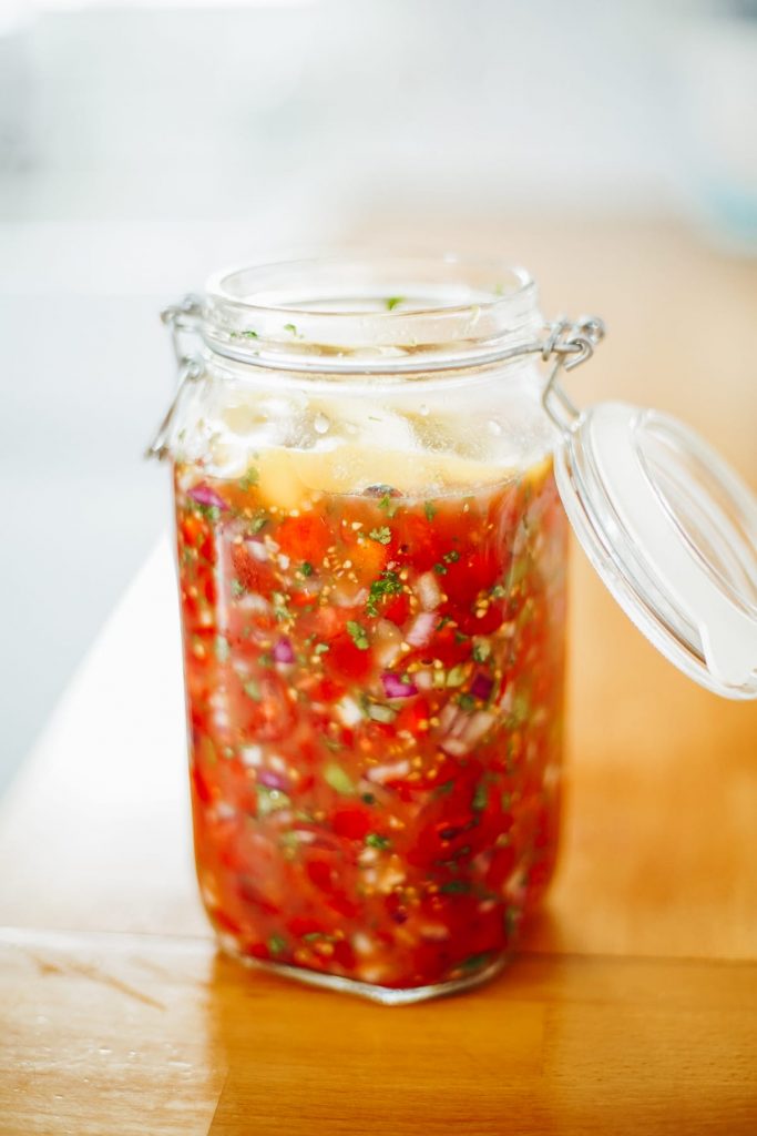 Fermented salsa on the counter