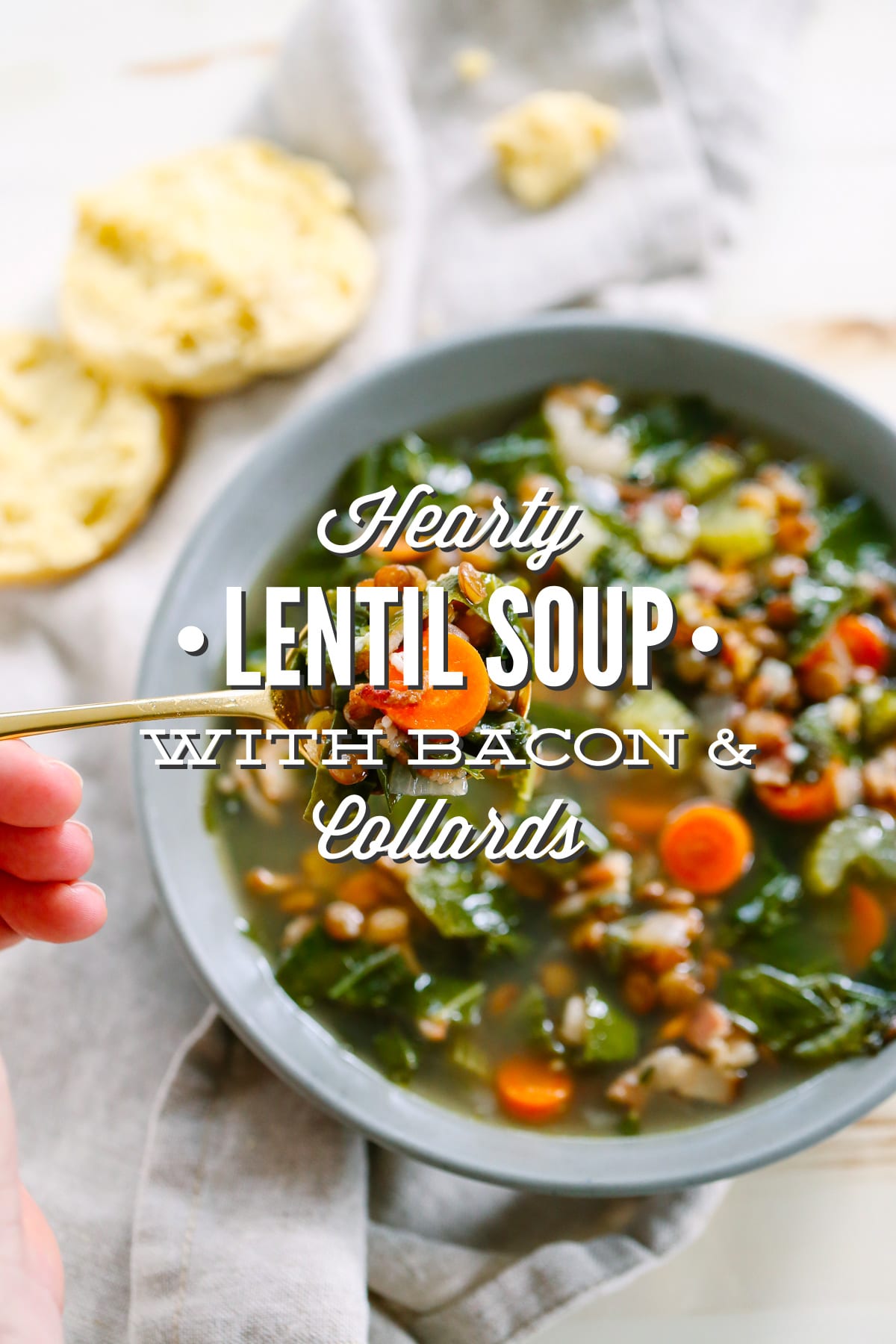 Hearty Lentil Soup with Bacon and Collards