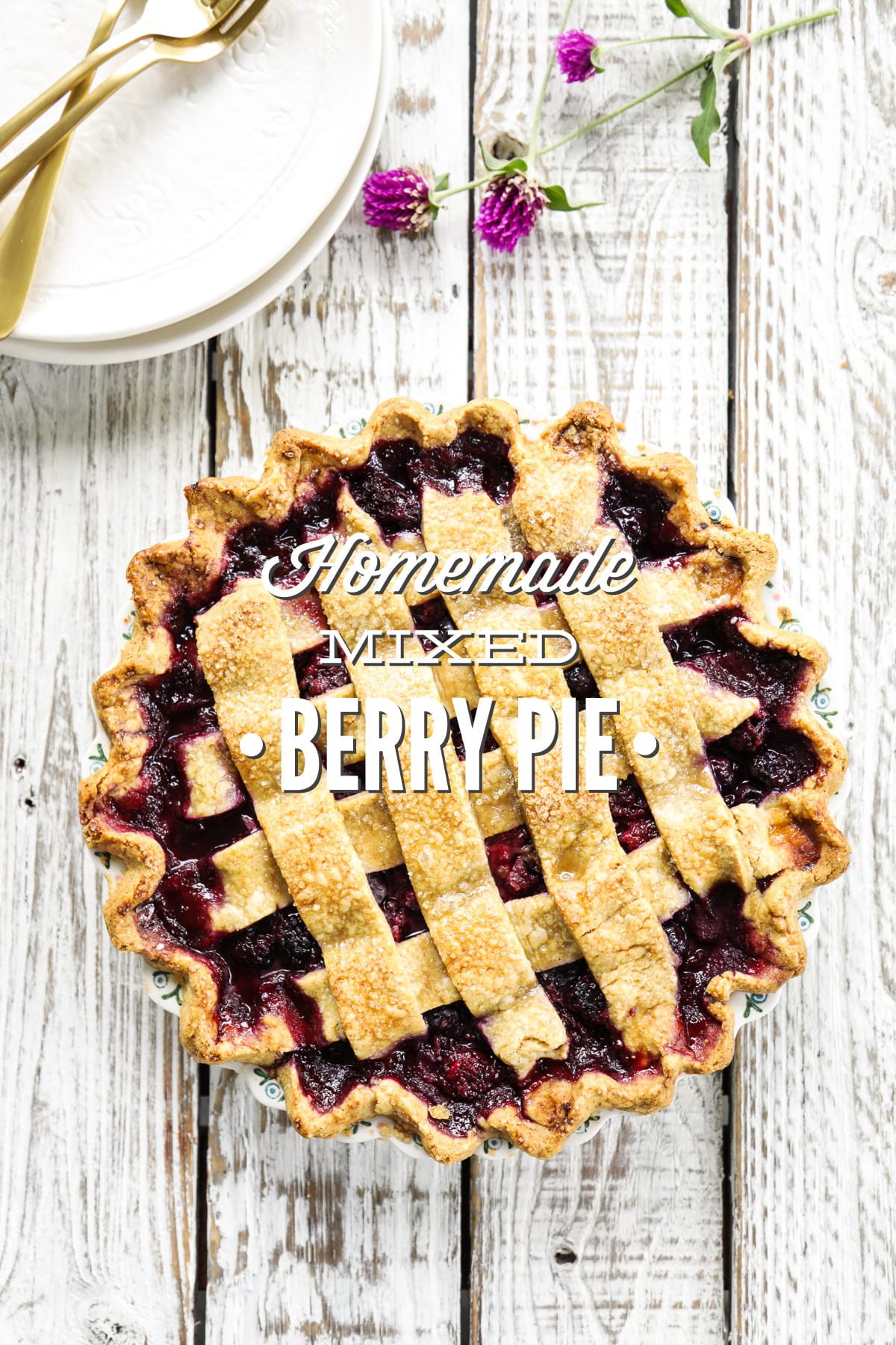 Homemade Mixed Berry Pie (Strawberries, Blueberries, Blackberries, or Raspberries)