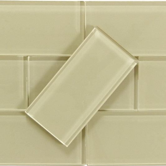 Nude Beige 3'' x 6'' Subway Glass Subway Tile Horizon Tile