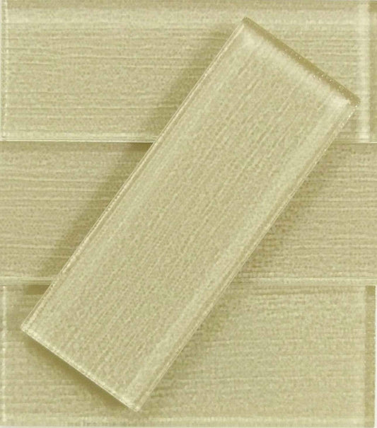 Linen Beige 3'' x 8'' Glossy Glass Subway Tile Horizon Tile