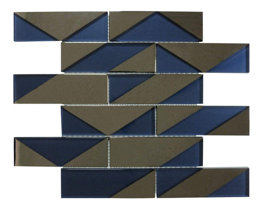 Castle Fort Brilliant Blue Glossy Glass Subway Tile Matrix Mosaics