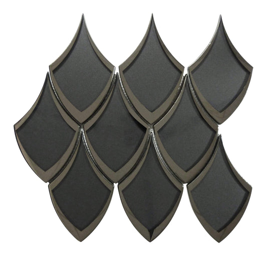 Castle Fort Gunmetal Grey Dragon Scale Glossy Glass Tile Matrix Mosaics