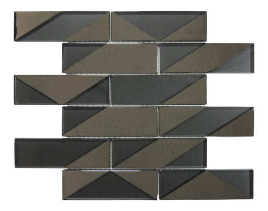 Castle Fort Gunmetal Grey Glossy Glass Subway Tile Matrix Mosaics