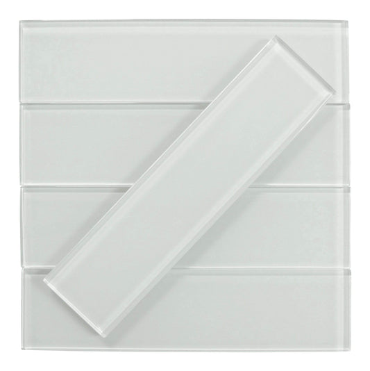 Ice Bay White 3" x 12" Glossy Glass Subway Tile Matrix Mosaics