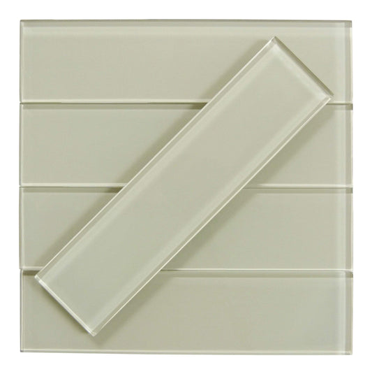 Maybe Mushroom Beige 3" x 12" Glossy Glass Subway Tile Matrix Mosaics