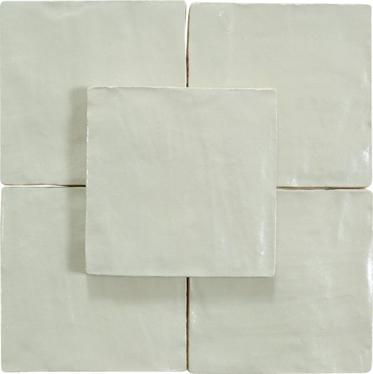 Jubilee Pacific Peal White 4" x 4" Square Shimmer Ceramic Tile Matrix Mosaics