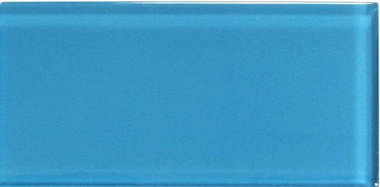 Cyan Blue 3" x 6" Glossy Glass Subway Tile Millenium Products