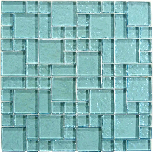 Galaxie Turquoise Mixed Glossy & Iridescent Glass Pool Tile Ocean Pool Mosaics