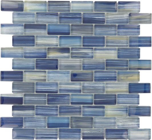 Watercolors Blue 1" x 2" Glossy Glass Pool Tile Ocean Pool Mosaics