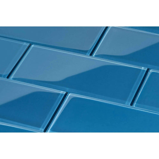 Denim Blue 3'' x 6'' Glossy Glass Subway Tile Pacific Tile