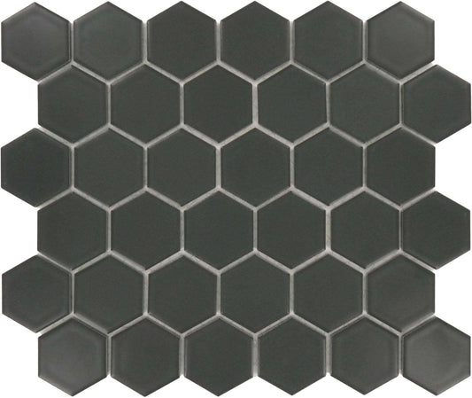 Jet Black Hexagon Porcelain Matte Tile Regency