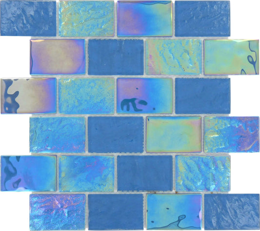 Bimini Blue 2" x 3" Glossy & Iridescent Glass Pool Tile Royal Tile & Stone