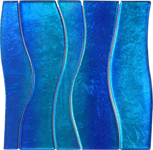 Ocean Water Waves Blue Glossy Glass Tile Royal Tile & Stone