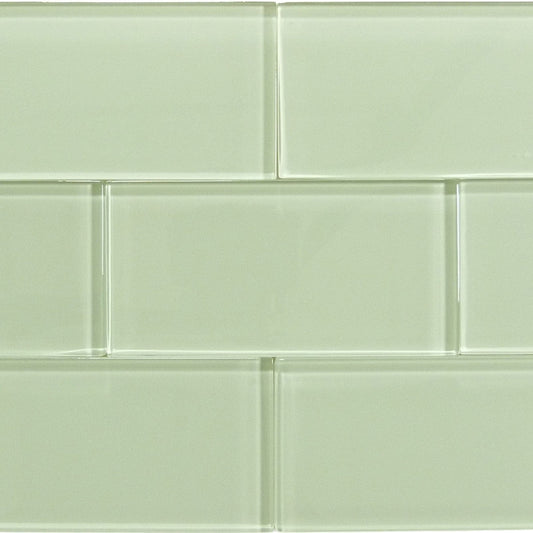 Mist Green 3x6 Glossy Glass Subway Tile Tuscan Glass