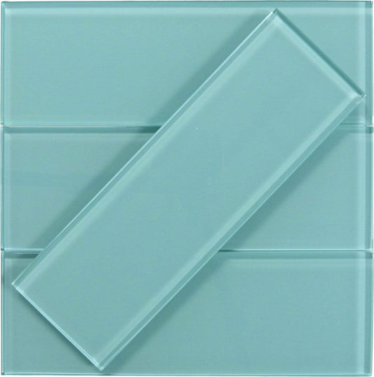 Sea Blue 4" x 12" Glossy Glass Subway Tile Tuscan Glass