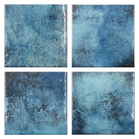 Marino Blue 6x6 Glossy Porcelain Tile Universal Glass Designs